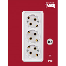 Розетка 3-я с/з белый ОП 16А, 250В, TANGO
