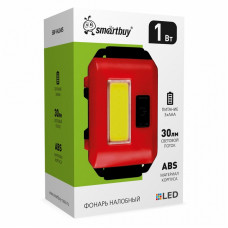 Фонарь налобный, COB LED 1 вт, мини, налобный ремень, 3xAAA батарея, ABS, эконом Smartbuy
