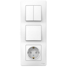 Блок:с/п розетка з/к + 1-кл. выкл. + 2-кл.выкл., белый BLANCA, Schneider Electric