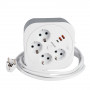 HM16-4-03-USB  Удлинитель 4-местный с/з, 3x1,5мм2, 3м, 230В, 16А, 2USB+1С, 2,4А,белый