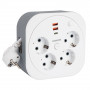 HM16-4-03-USB  Удлинитель 4-местный с/з, 3x1,5мм2, 3м, 230В, 16А, 2USB+1С, 2,4А,белый