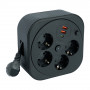 HM16-4-03-USB  Удлинитель 4-местный с/з, 3x1,5мм2, 3м, 230В, 16А, 2USB+1С, 2,4А, черный