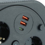 HM16-4-03-USB  Удлинитель 4-местный с/з, 3x1,5мм2, 3м, 230В, 16А, 2USB+1С, 2,4А, черный