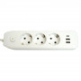 Удлинитель 3-местный c/з 3x1 мм2, 3 м, 250В, 10А, 2USB+1Type-C 2,4А, серия Home, белый STEKKER HM08-33-02