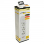 Удлинитель 3-местный c/з 3x1 мм2, 3 м, 250В, 10А, 2USB+1Type-C 2,4А, серия Home, белый STEKKER HM08-33-02