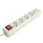 Удлинитель 4-местный с/з с выключ. STEKKER HM071-41-05 3x1мм2, 5м, 250В, 16А, 1USB+2C, 2.4A, сер Home, белый