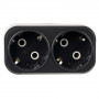 Разветвитель сетевой 2-местный с/з STEKKER ADP16-22-20 250V, 16A, ABS огнеустойчивый пластик, черный
