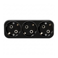 Разветвитель сетевой 3-местный с/з STEKKER ADP16-23-20, 250V, 16A, ABS пластик, черный