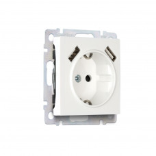 Розетка с заземлением 16А и 2-мя USB, белый, "Нептун", Smartbuy